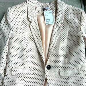 NWT H&M Cropped Blazer - Pink & Black Polka Dots